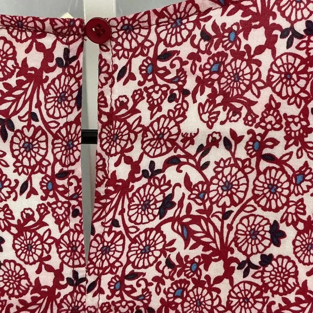 Available by Angela Fashion Red and White Floral Patterned Blouse Medium - Picture 5 of 8